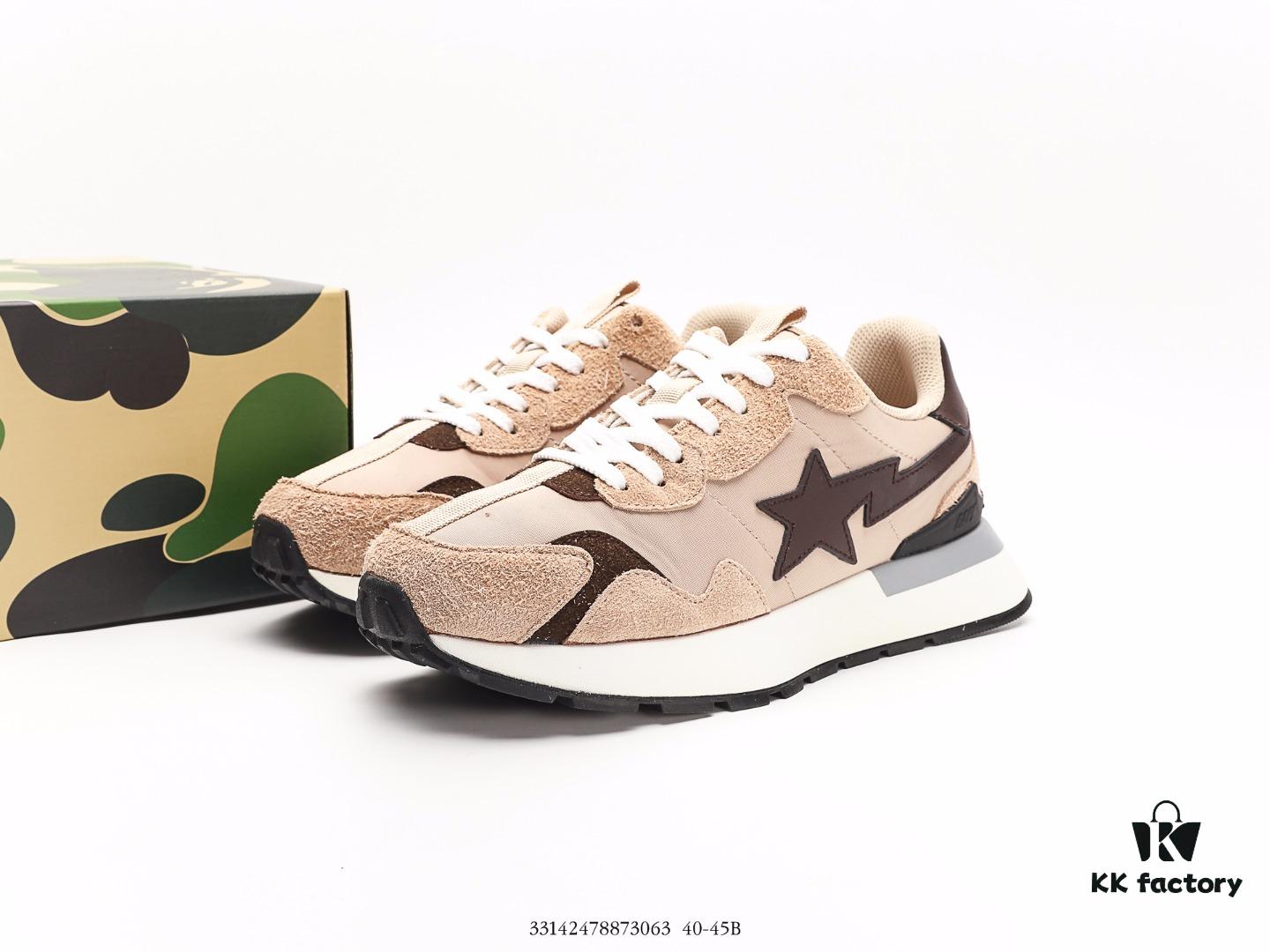 Ape Head Bape Sta Low Popular Classic Retro Style, Entire Shoe Including Liner and Tongue Made of White Cowhide Premium Materials, High-End Texture and Stain Resistant