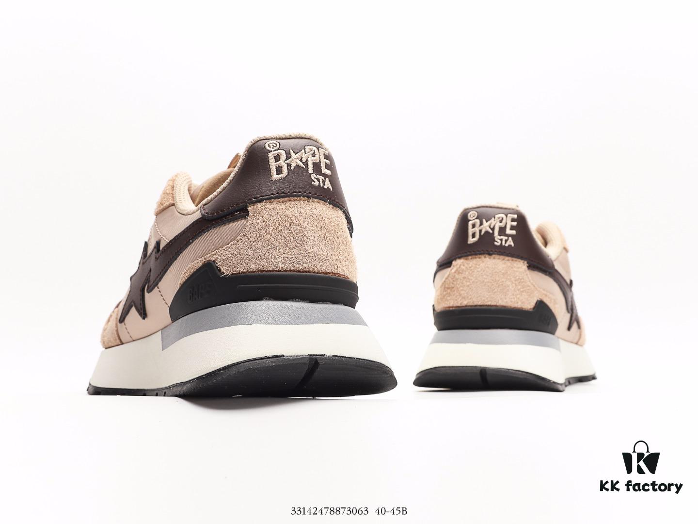 Ape Head Bape Sta Low Popular Classic Retro Style, Entire Shoe Including Liner and Tongue Made of White Cowhide Premium Materials, High-End Texture and Stain Resistant