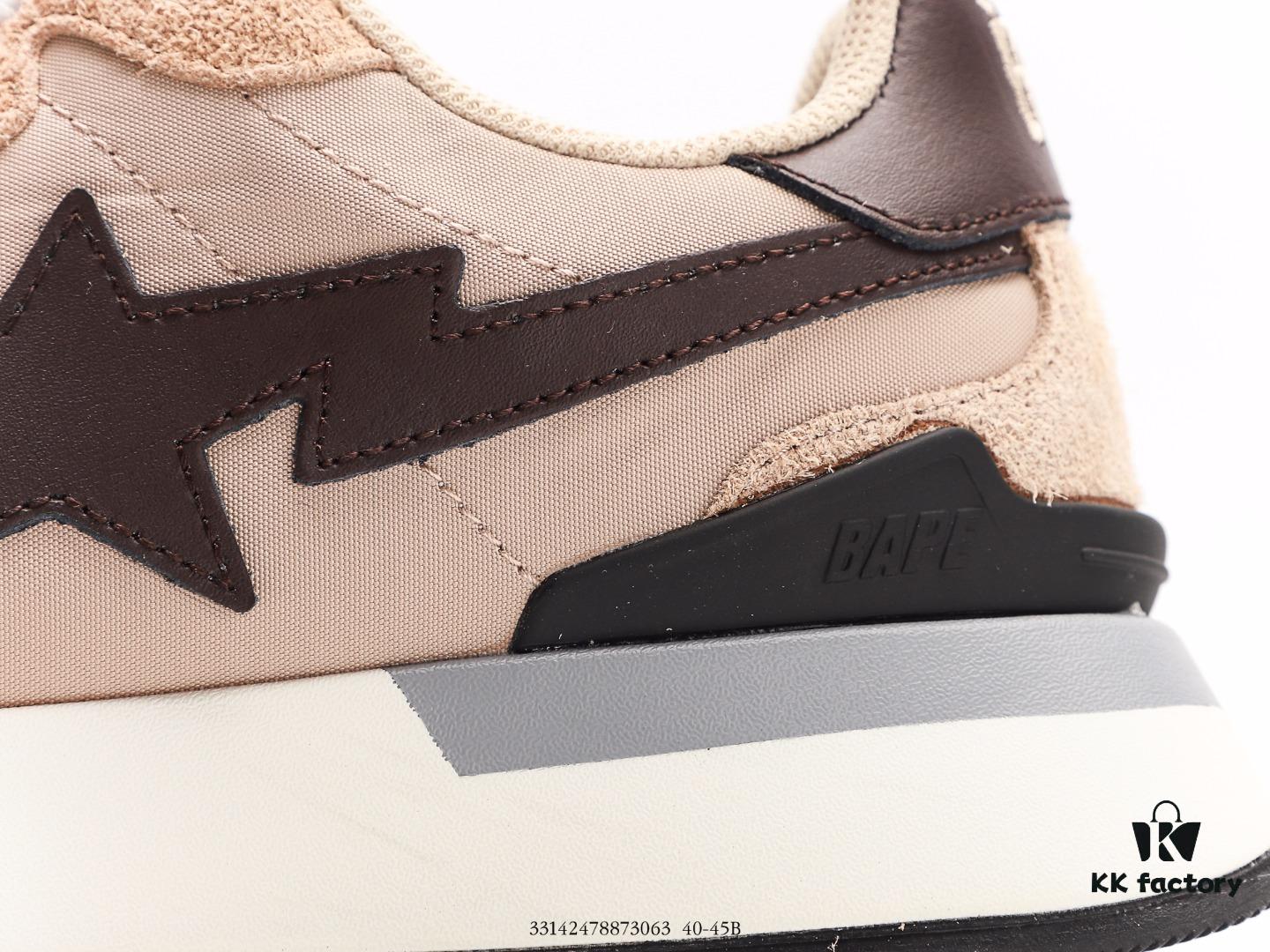 Ape Head Bape Sta Low Popular Classic Retro Style, Entire Shoe Including Liner and Tongue Made of White Cowhide Premium Materials, High-End Texture and Stain Resistant