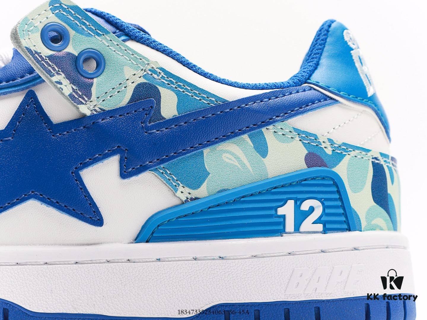 BAPE x Air Force 1 Sta Low Men's Low-Top Casual Sports Sneakers, Classic Ape Head Design, Full-Length Air Cushion, Sea Glass Insole, Star Logo Identification