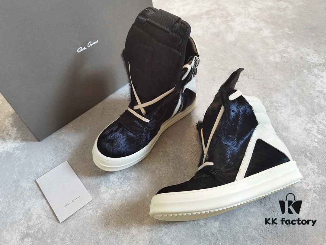 Rick Owens White Inverted Triangle Black Horse Hair