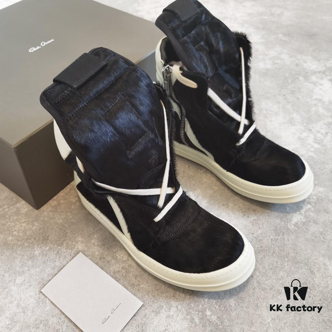 Rick Owens White Inverted Triangle Black Horse Hair