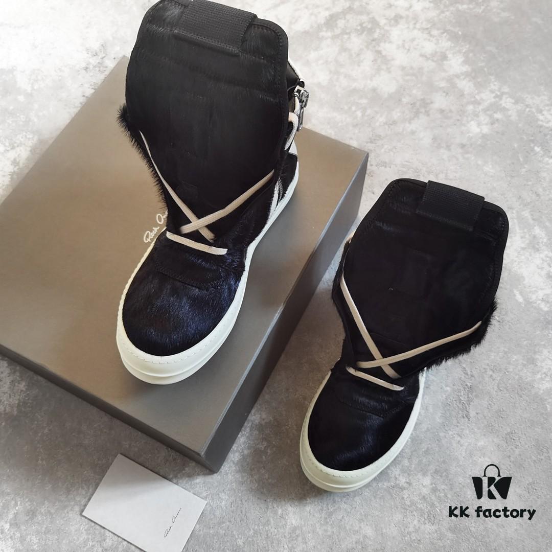 Rick Owens White Inverted Triangle Black Horse Hair