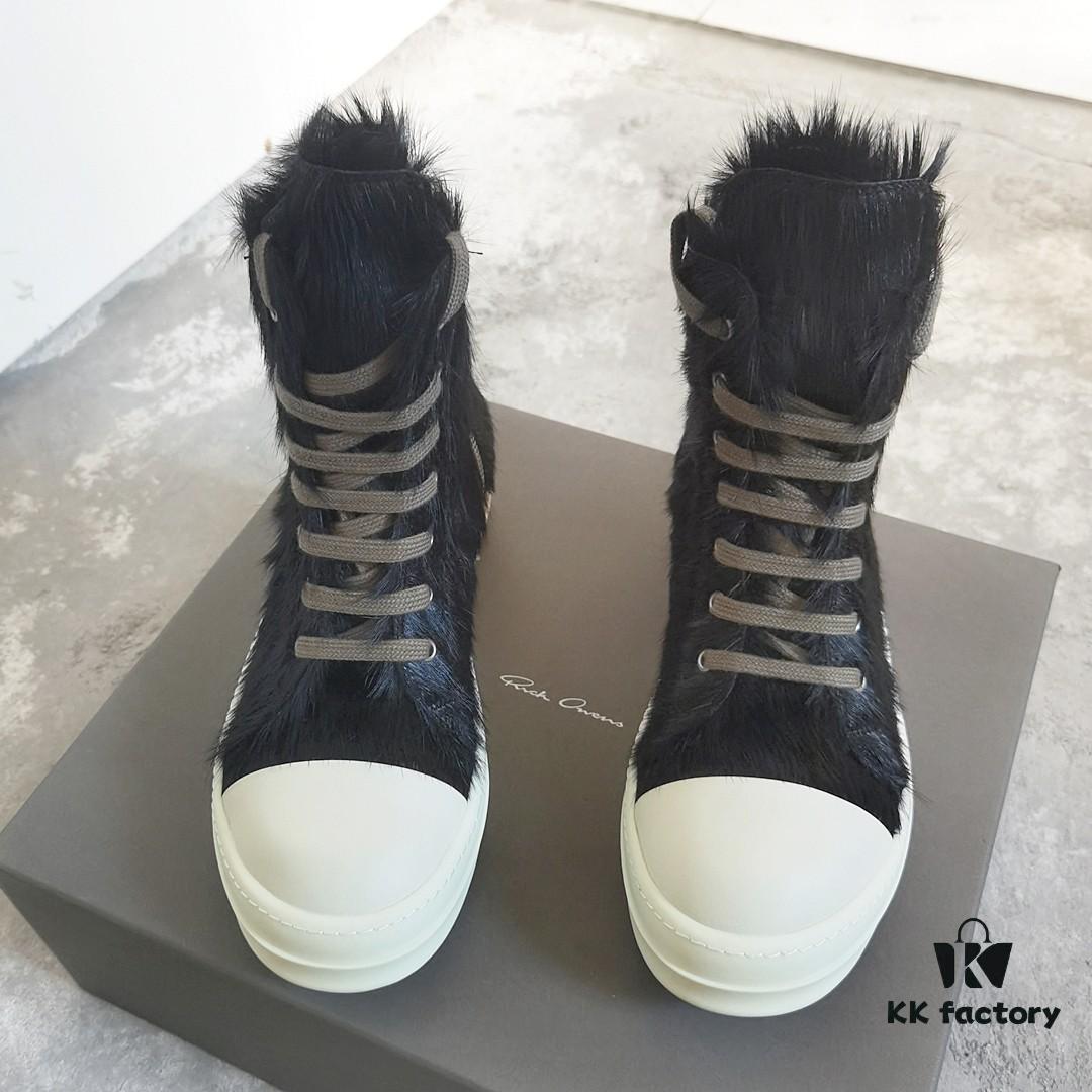 Rick Owens Horsehair High-top Lace-up Shoes