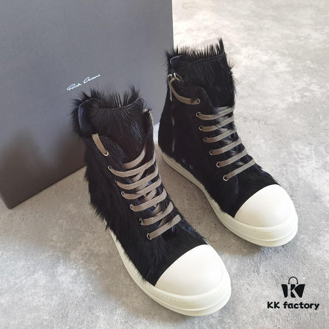 Rick Owens Horsehair High-top Lace-up Shoes
