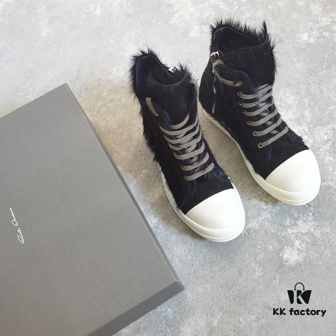 Rick Owens Horsehair High-top Lace-up Shoes