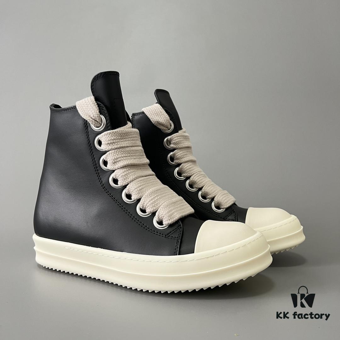 Rick Owens 2022 New Arrival Chunky Lace Series - Mainline Black High-Top Leather Lace-Up Shoes