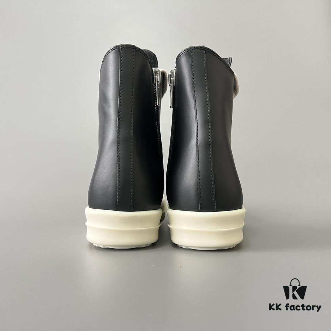 Rick Owens 2022 New Arrival Chunky Lace Series - Mainline Black High-Top Leather Lace-Up Shoes
