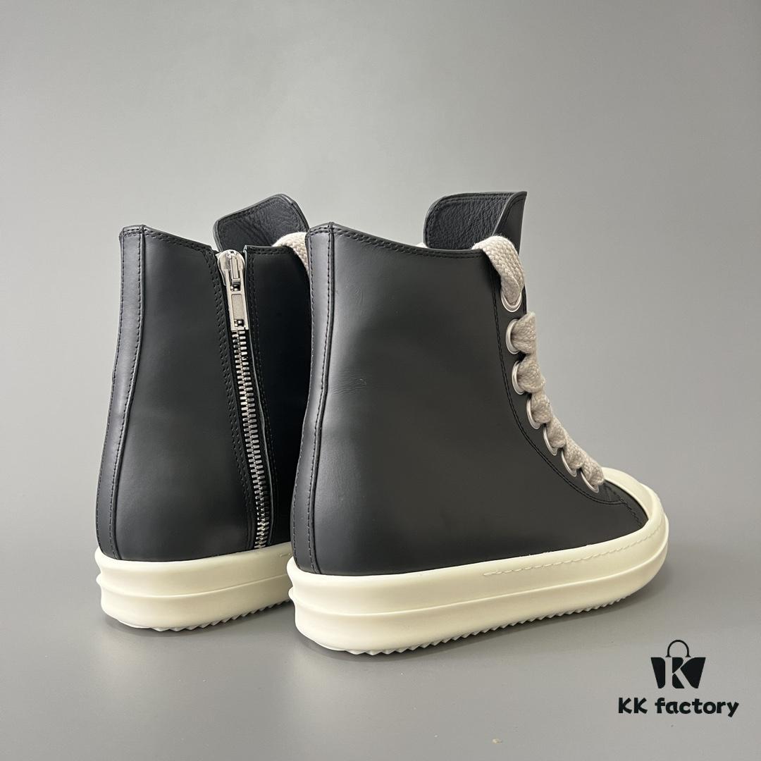Rick Owens 2022 New Arrival Chunky Lace Series - Mainline Black High-Top Leather Lace-Up Shoes