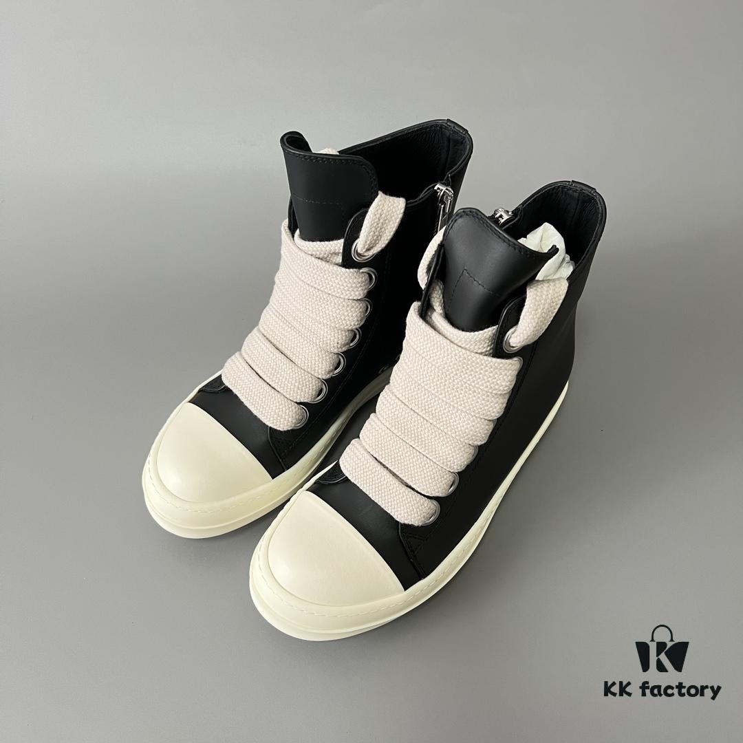 Rick Owens 2022 New Arrival Chunky Lace Series - Mainline Black High-Top Leather Lace-Up Shoes