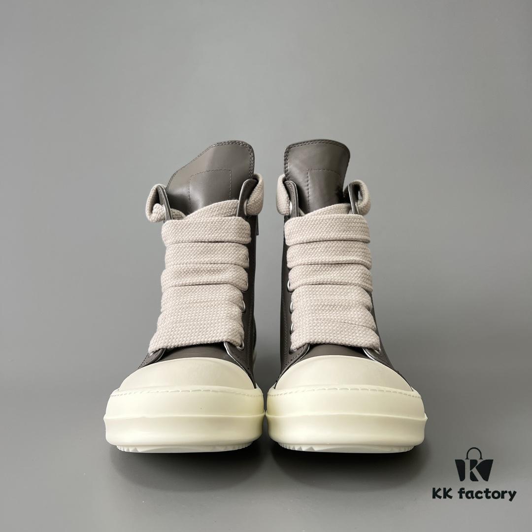 Rick Owens 2022 New Chunky Lace Series - Mainline Gray High-Top Leather Lace-Up Shoes