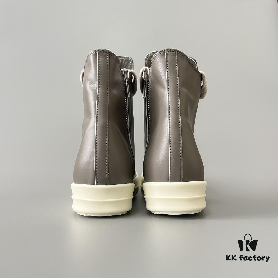 Rick Owens 2022 New Chunky Lace Series - Mainline Gray High-Top Leather Lace-Up Shoes