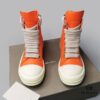 Rick Owens 2022 New Chunky Lace Series - Mainline Orange High-Top Leather Lace-Up Shoes