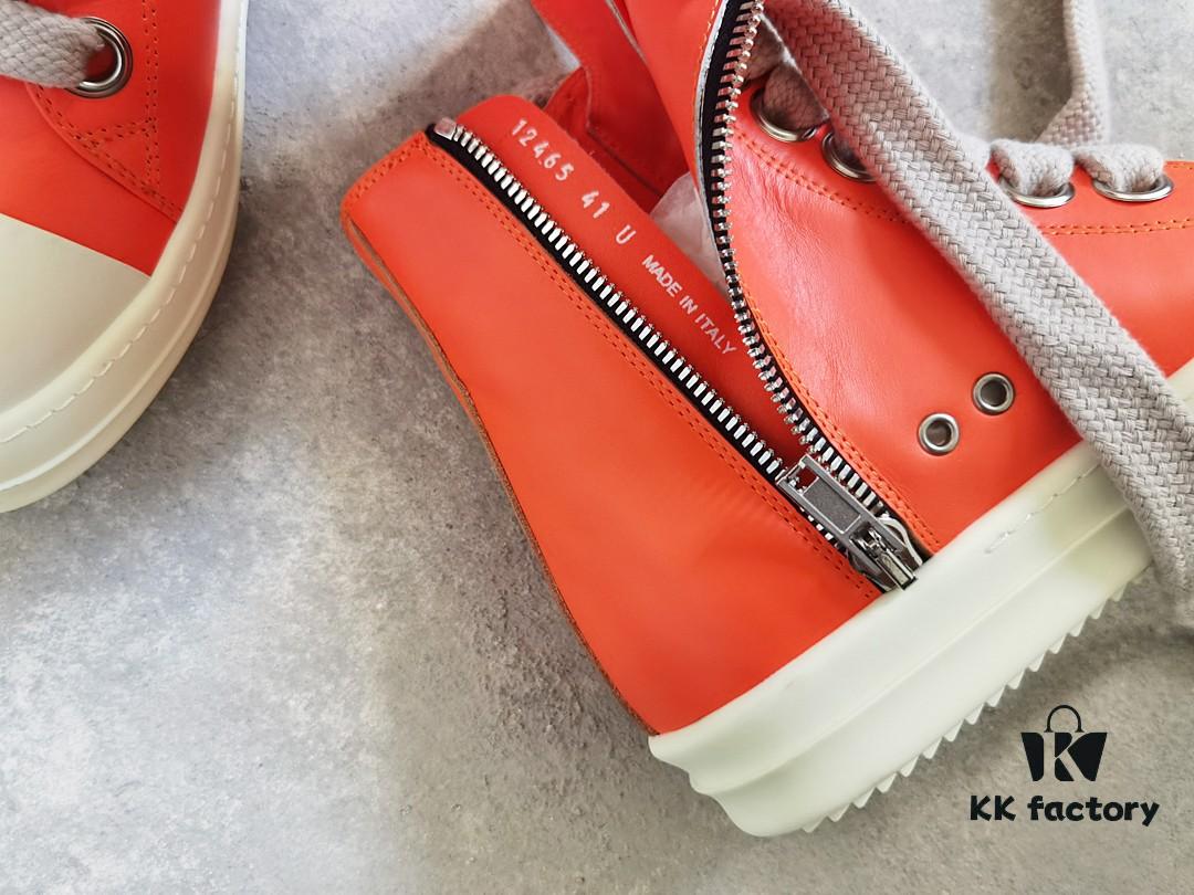 Rick Owens 2022 New Chunky Lace Series - Mainline Orange High-Top Leather Lace-Up Shoes