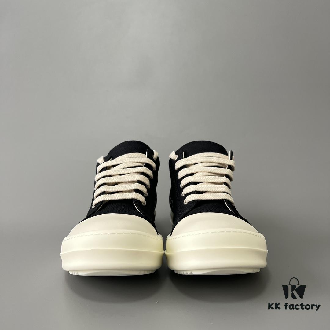 Rick Owens DRKSHDW Classic Canvas Low-top Lace-up Sneakers with White Tips