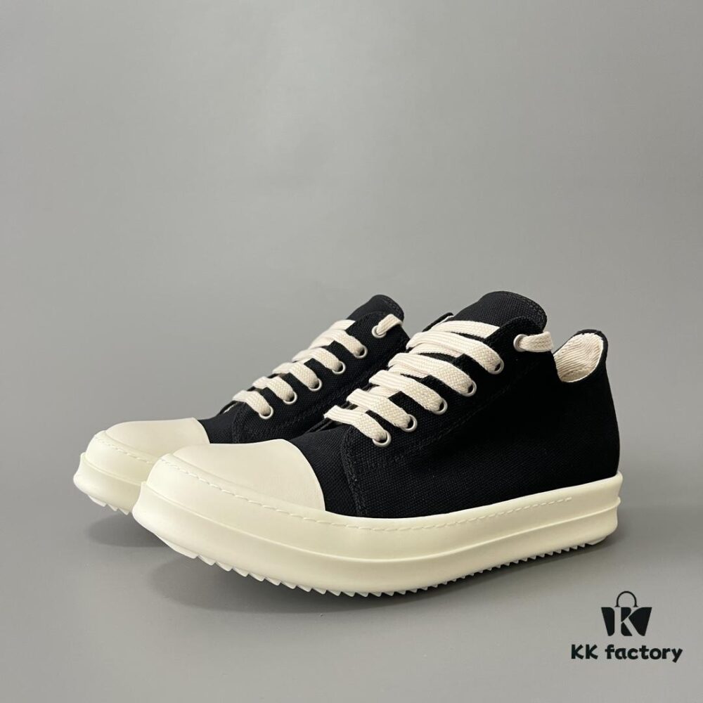 Rick Owens DRKSHDW Classic Canvas Low-top Lace-up Sneakers with White Tips