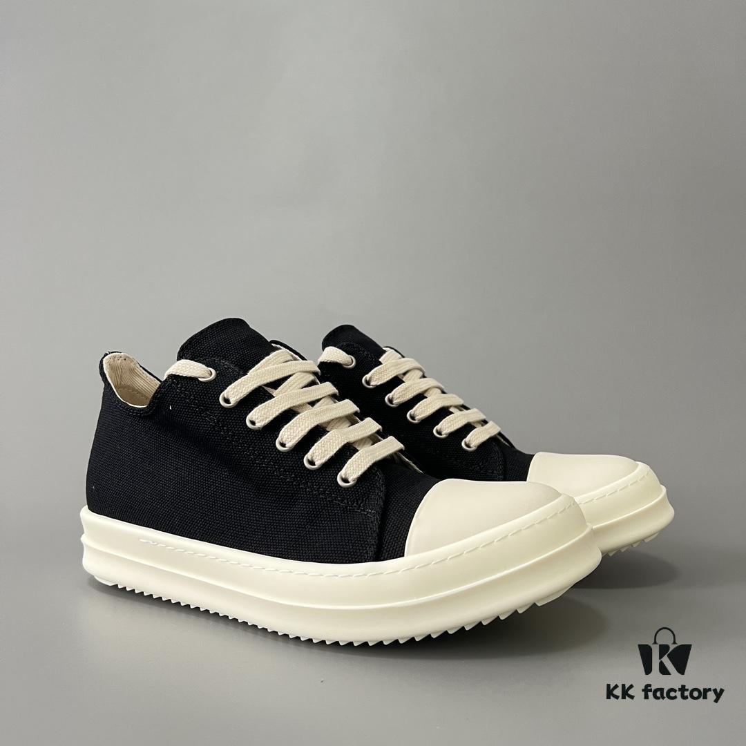 Rick Owens DRKSHDW Classic Canvas Low-top Lace-up Sneakers with White Tips