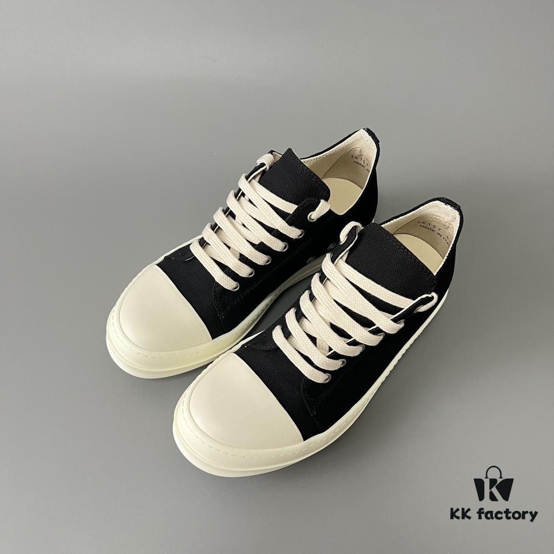 Rick Owens DRKSHDW Classic Canvas Low-top Lace-up Sneakers with White Tips