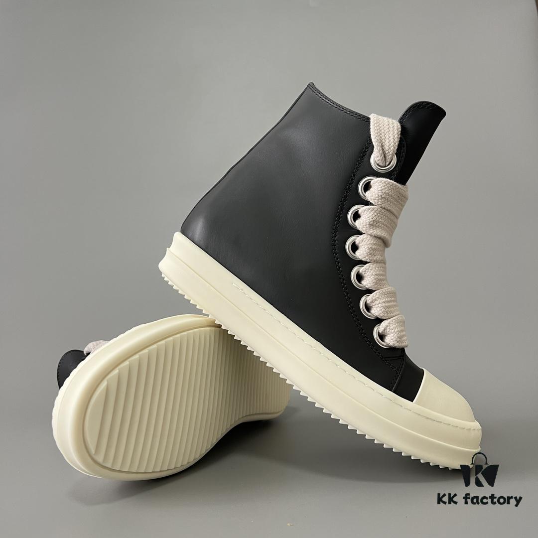 Rick Owens 2022 New Arrival Chunky Lace Series - Mainline Black High-Top Leather Lace-Up Shoes
