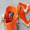 Rick Owens 2022 New Chunky Lace Series - Mainline Orange High-Top Leather Lace-Up Shoes