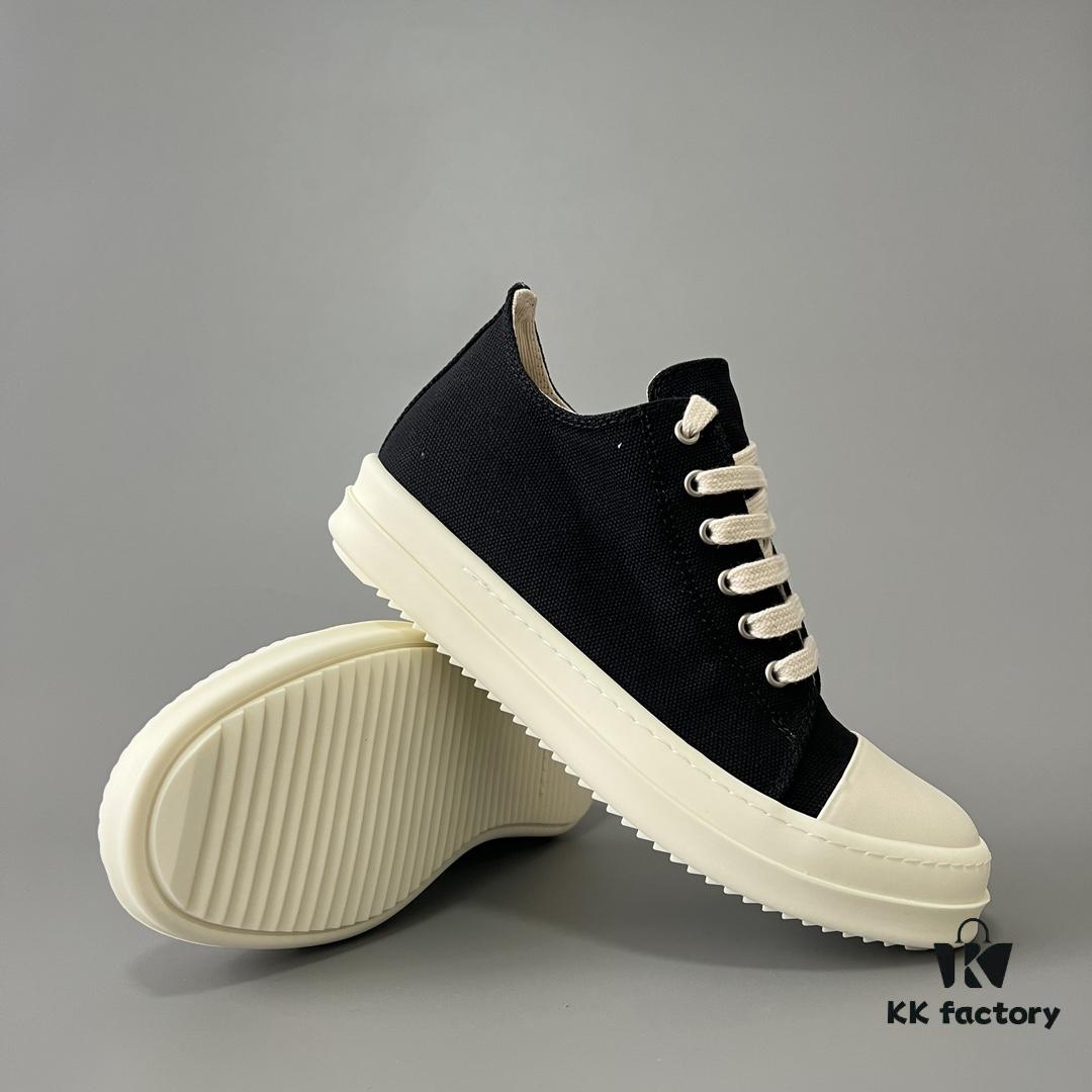 Rick Owens DRKSHDW Classic Canvas Low-top Lace-up Sneakers with White Tips