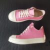 Rick Owens DRKSHDW Pink Canvas Low-top Lace-up Sneakers with Heel Logo