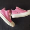 Rick Owens DRKSHDW Pink Canvas Low-top Lace-up Sneakers with Heel Logo