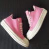 Rick Owens DRKSHDW Pink Canvas Low-top Lace-up Sneakers with Heel Logo