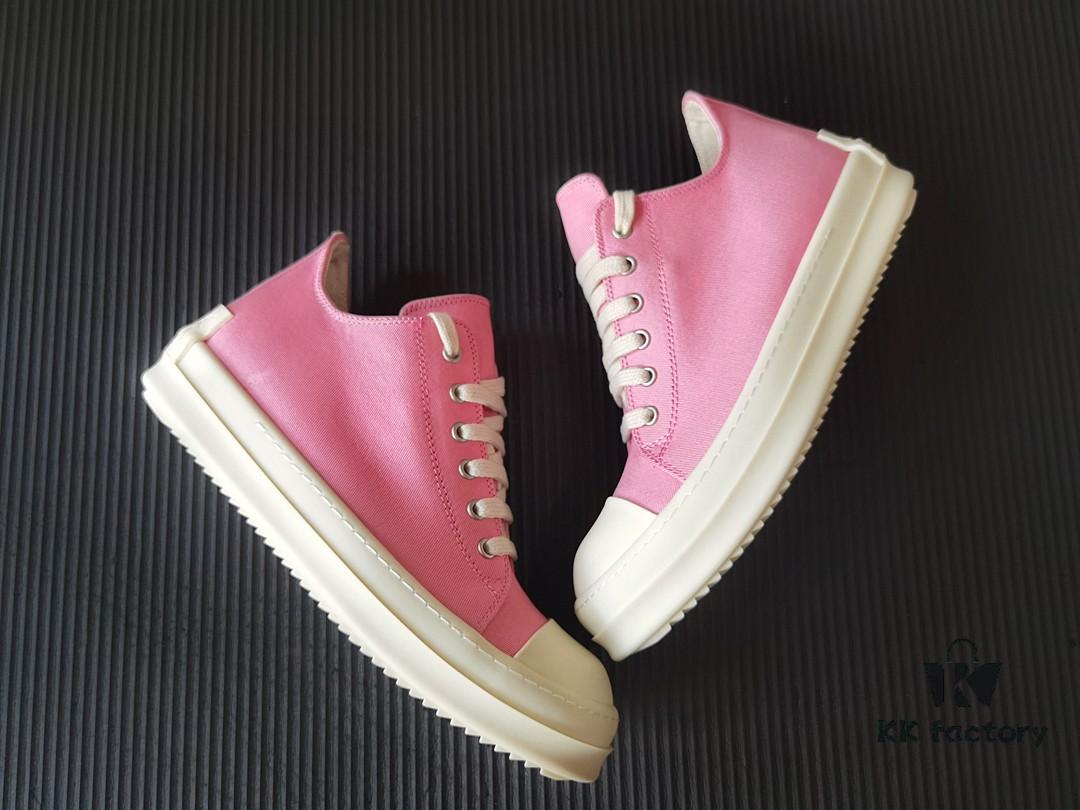 Rick Owens DRKSHDW Pink Canvas Low-top Lace-up Sneakers with Heel Logo