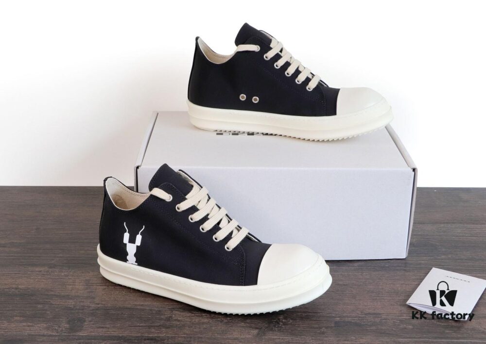 Rick Owens DRKSHDW Textured Low-Top Lace-Up with Logo Print (Note: Logo Only on Right Foot)