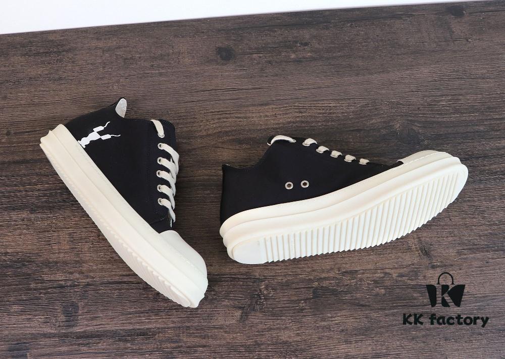 Rick Owens DRKSHDW Textured Low-Top Lace-Up with Logo Print (Note: Logo Only on Right Foot)