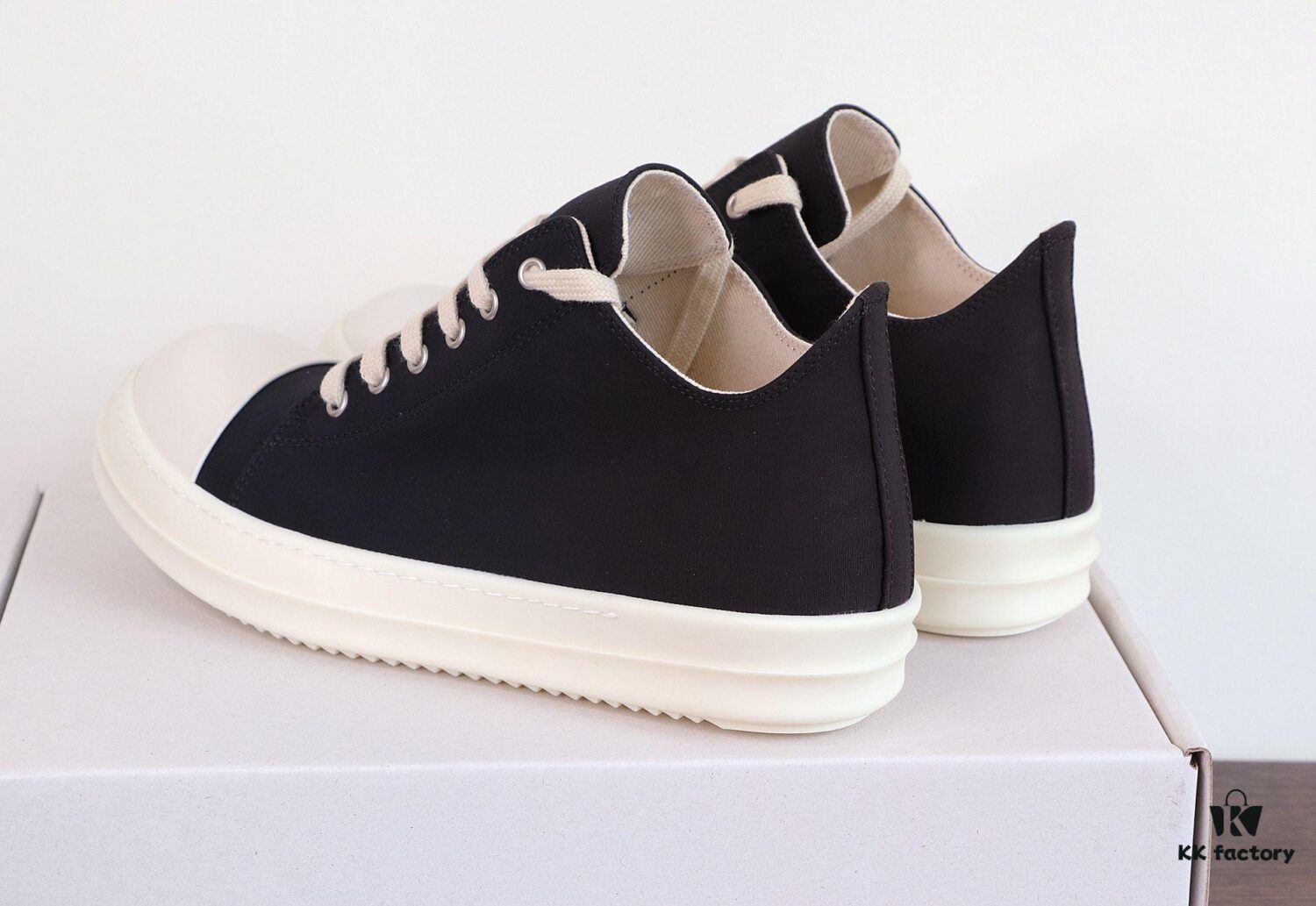 Rick Owens DRKSHDW Textured Low-Top Lace-Up with Logo Print (Note: Logo Only on Right Foot)