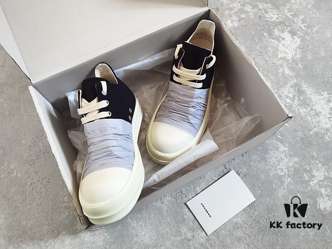 Rick Owens DRKSHDW Low-Top Canvas Gray Pleated Shoes