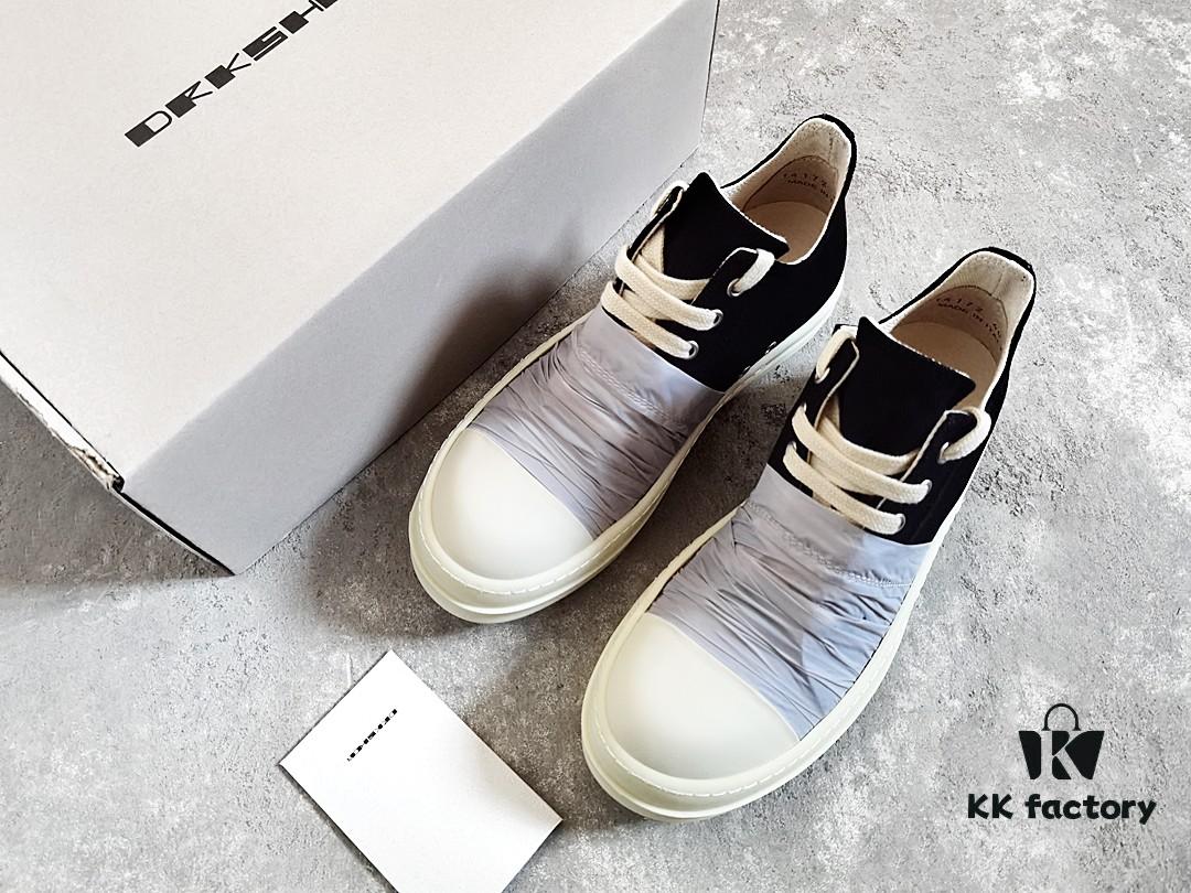 Rick Owens DRKSHDW Low-Top Canvas Gray Pleated Shoes