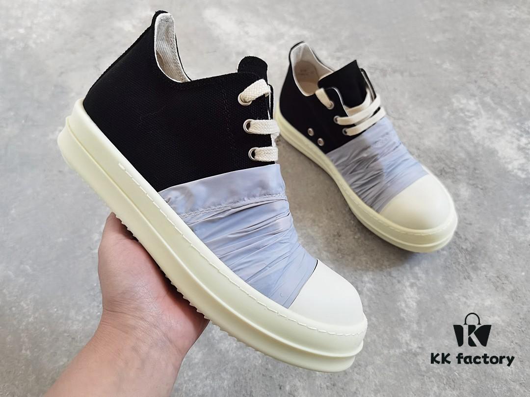 Rick Owens DRKSHDW Low-Top Canvas Gray Pleated Shoes