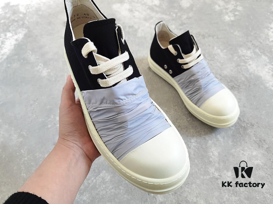 Rick Owens DRKSHDW Low-Top Canvas Gray Pleated Shoes