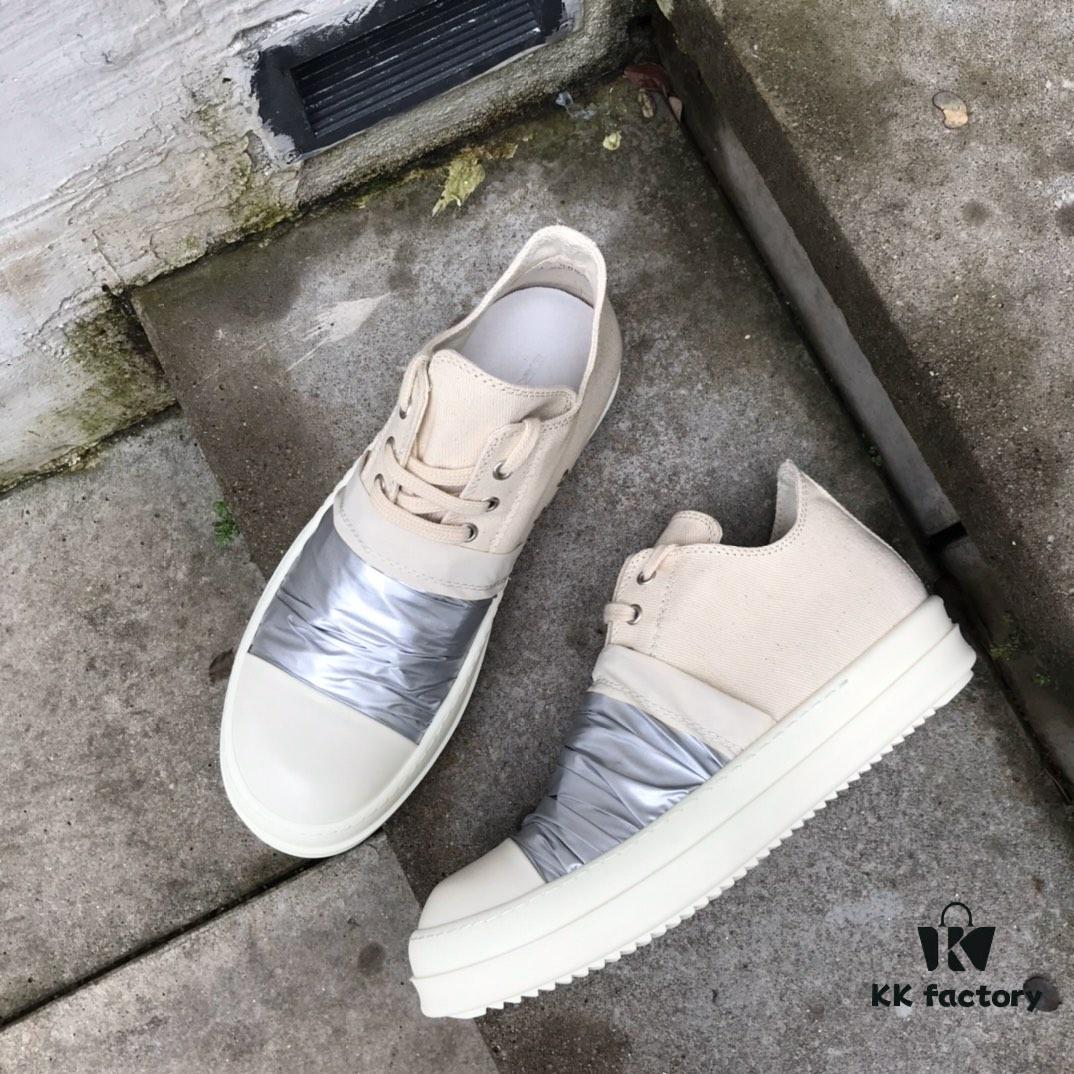 Rick Owens DRKSHDW Low-top Canvas Silver Pleated