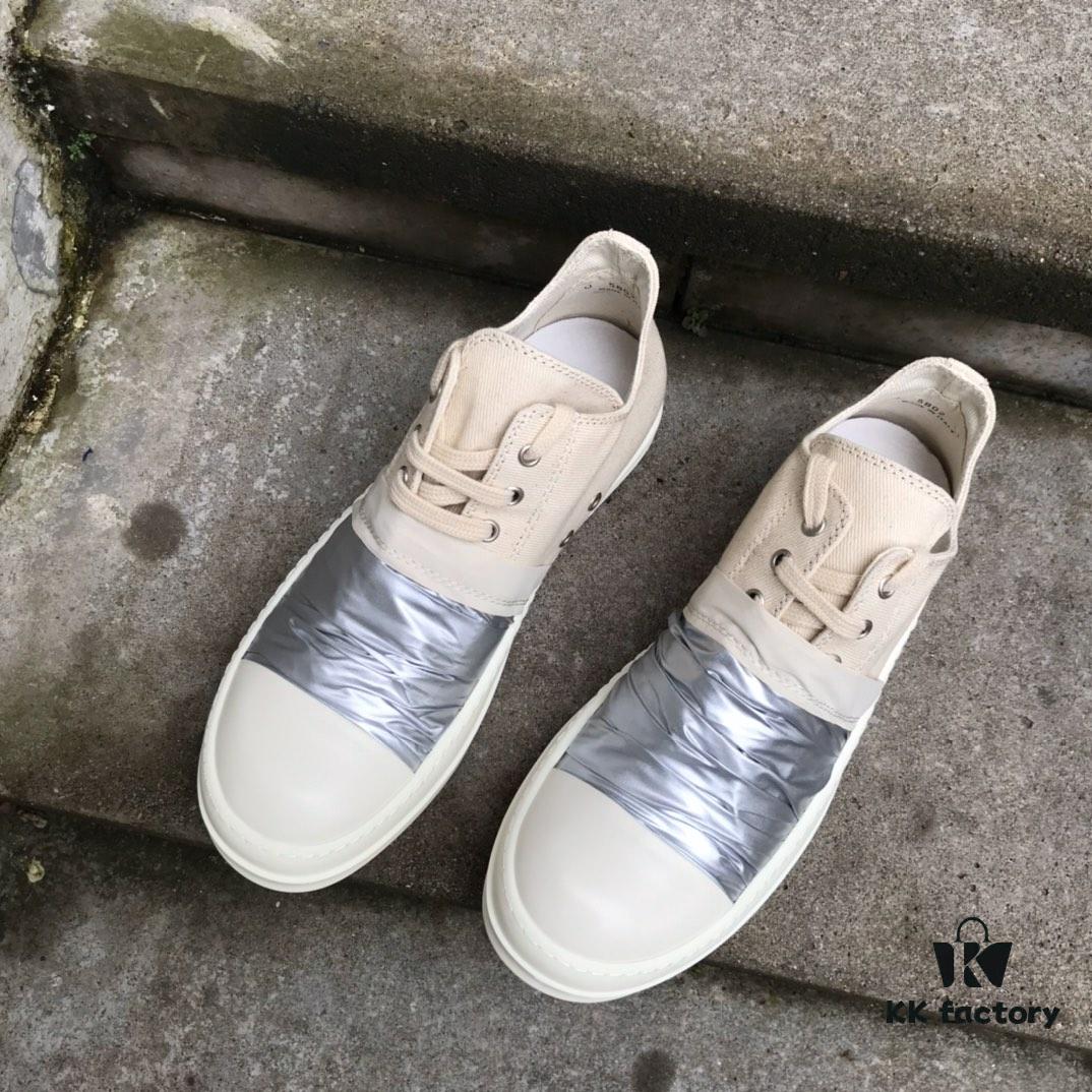 Rick Owens DRKSHDW Low-top Canvas Silver Pleated