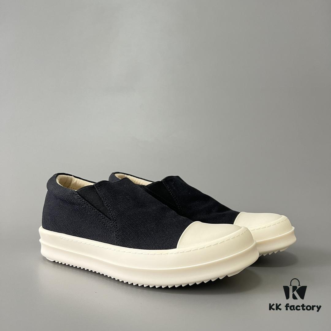 Rick Owens DRKSHDW Classic Canvas Low-top Lace-up Sneakers with White Tips