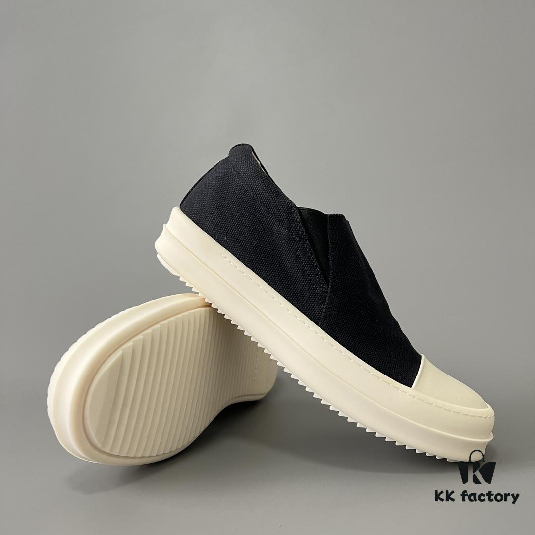 Rick Owens DRKSHDW Classic Canvas Low-top Lace-up Sneakers with White Tips