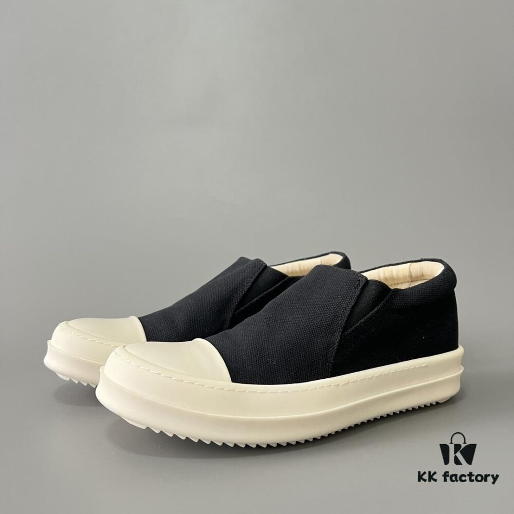 Rick Owens DRKSHDW Classic Canvas Low-top Lace-up Sneakers with White Tips