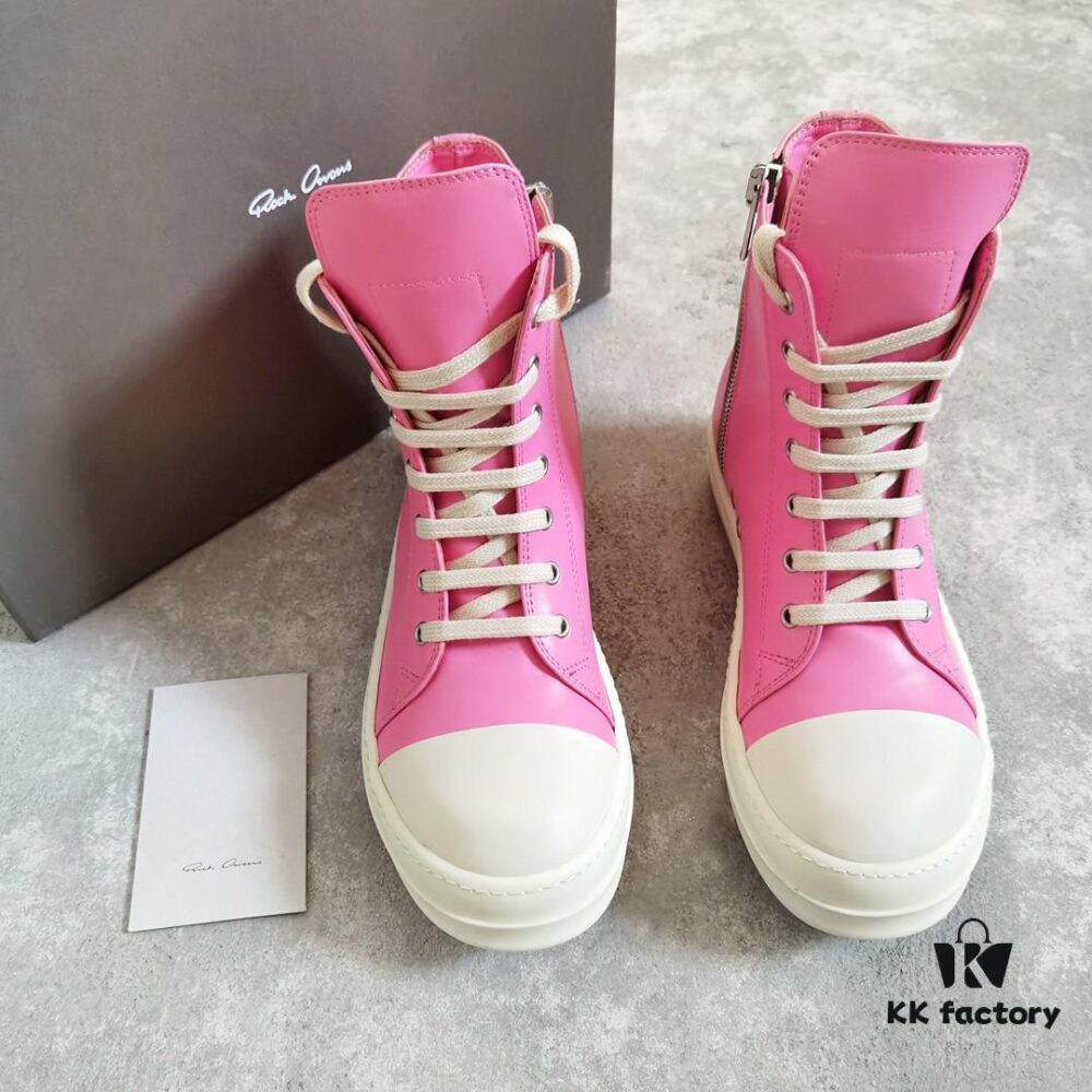 Rick Owens Pink High-Top Leather Converse Style Shoes