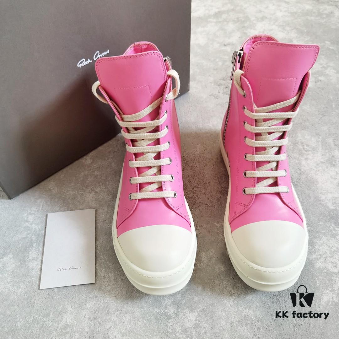 Rick Owens Pink High-Top Leather Converse Style Shoes
