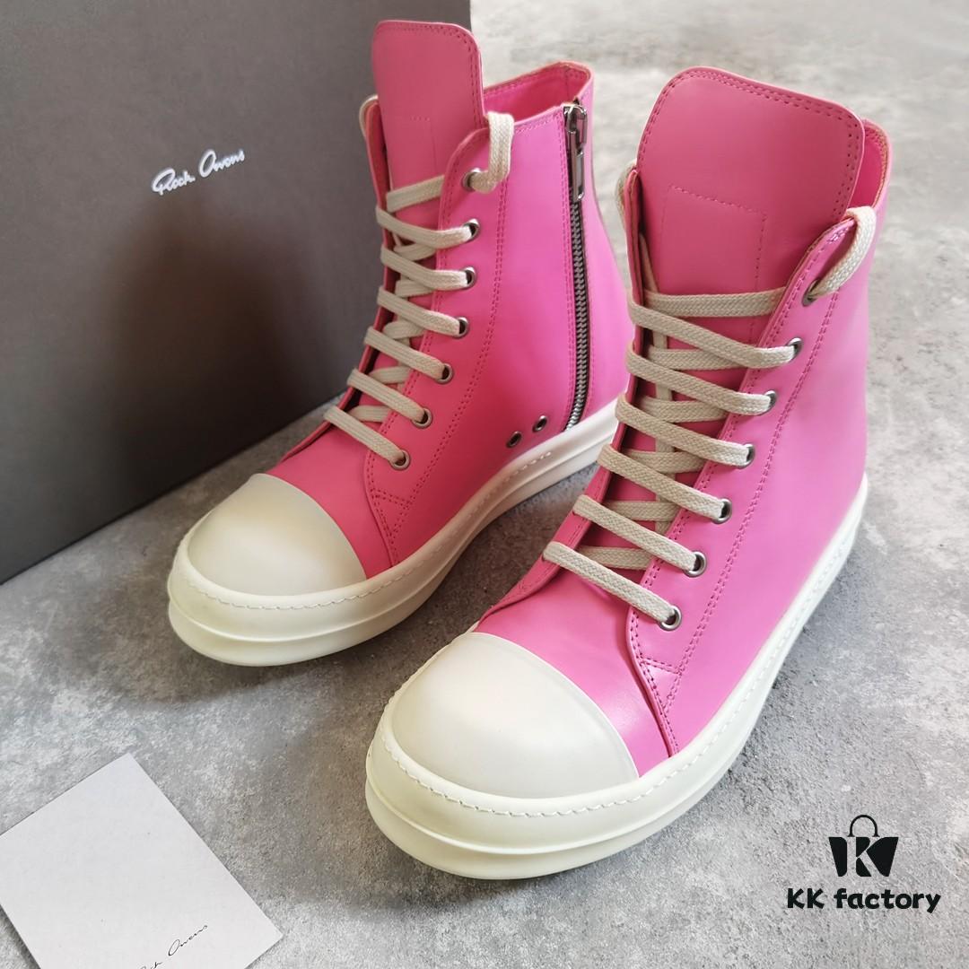 Rick Owens Pink High-Top Leather Converse Style Shoes