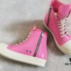 Rick Owens Pink High-Top Leather Converse Style Shoes