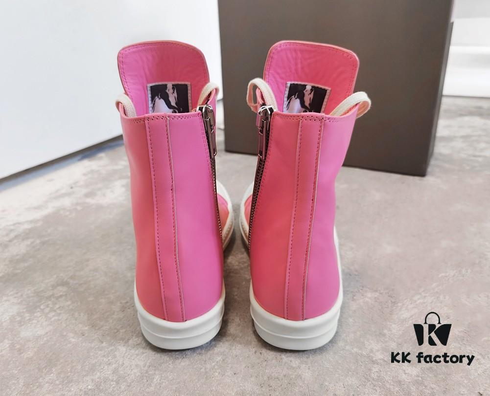 Rick Owens Pink High-Top Leather Converse Style Shoes