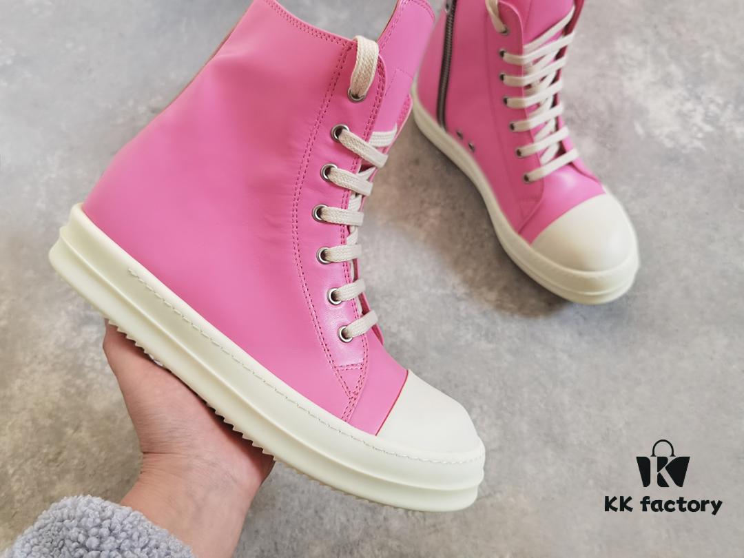 Rick Owens Pink High-Top Leather Converse Style Shoes