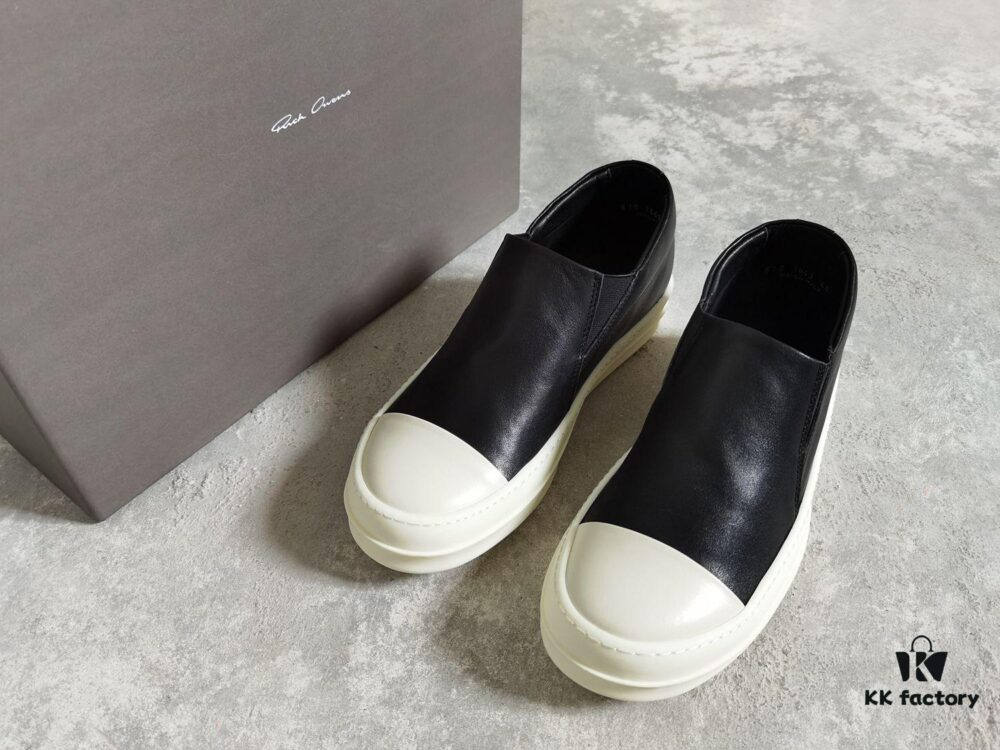 Rick Owens Style Slip-on Leather Sneakers with Oversized Frame