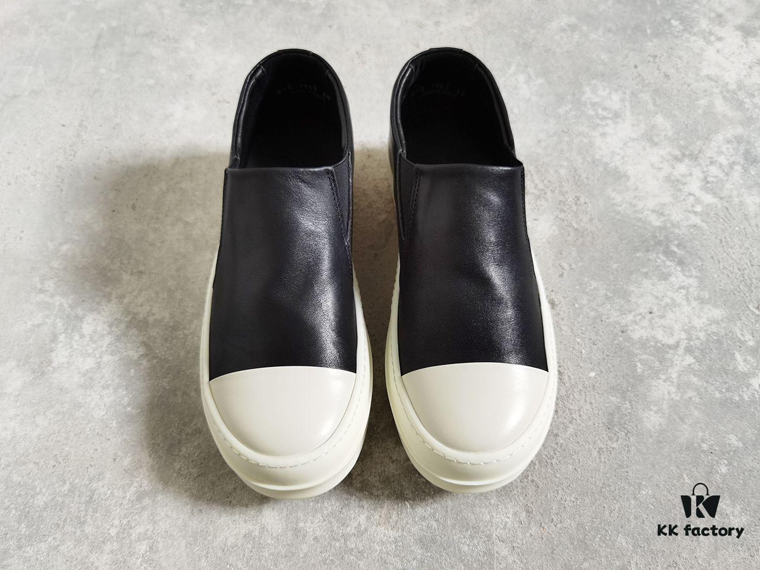 Rick Owens Style Slip-on Leather Sneakers with Oversized Frame