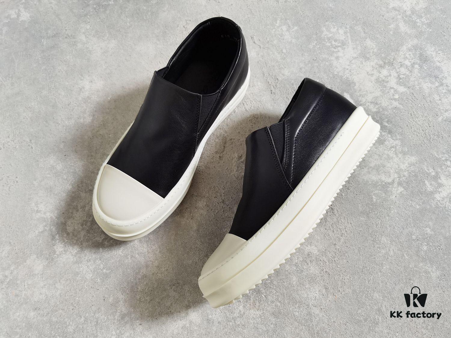 Rick Owens Style Slip-on Leather Sneakers with Oversized Frame